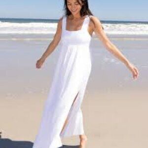 NATURAL LIFE White Cotton Gauze Tricia Maxi Dress